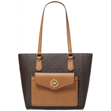 Сумка Michael Kors Jet Set Medium Logo Pocket Tote Bag коричневая