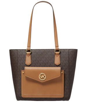 Сумка Michael Kors Jet Set Medium Logo Pocket Tote Bag коричневая