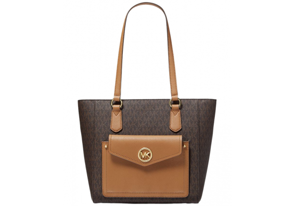 Сумка Michael Kors Jet Set Medium Logo Pocket Tote Bag коричневая