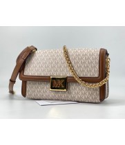 Сумка Michael Kors Cece белая с коричневым 