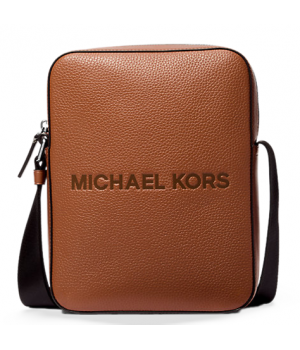 Мужская сумка Michael Kors Cooper Logo Embossed Pebbled Leather Messenger Brown