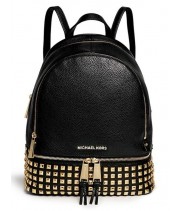 Рюкзак Michael Kors Rhea Zip с золотыми заклепками черный