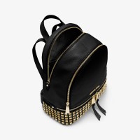Рюкзак Michael Kors Rhea Zip с золотыми заклепками черный