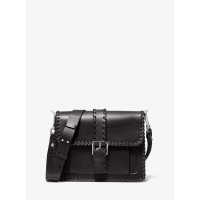Michael Kors Simone Whipstitch Leather Belted Shoulder Bag