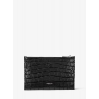 Michael Kors Monogramme Crocodile-Embossed Leather Pouch