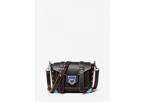 Michael Kors Manhattan Small Contrast-Trim Leather Crossbody Bag