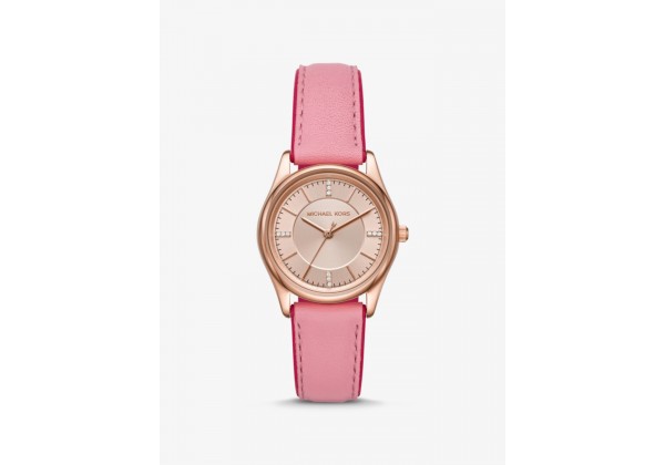 Michael Kors Colette Rose Gold-Tone and Leather Watch