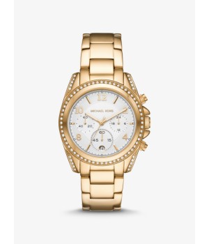 Michael Kors Oversized Blair Pavé Gold-Tone Watch