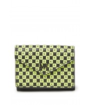Michael Kors Leather Small Checkered Letters Trifold Flap Wallet