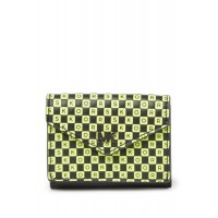 Michael Kors Leather Small Checkered Letters Trifold Flap Wallet